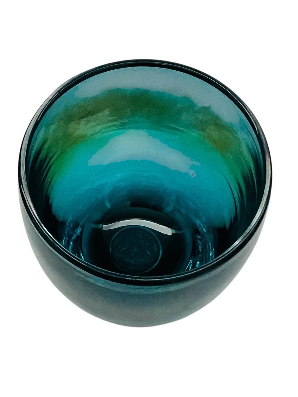 Glassybaby Blue Tea Green Gratitude Votive Candle Holder - Picture 3 of 4